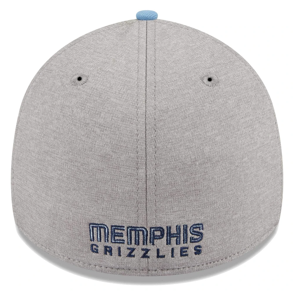 Men's New Era Gray/Light Blue Memphis Grizzlies Striped 39THIRTY Flex Hat