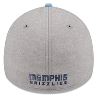 Men's New Era Gray/Light Blue Memphis Grizzlies Striped 39THIRTY Flex Hat