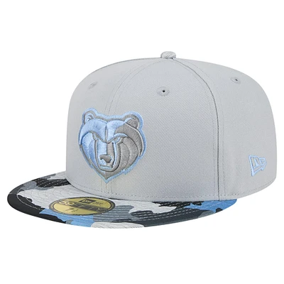 Casquette ajustée 59FIFTY gris Memphis Grizzlies Active Color Camo Visor pour hommes
