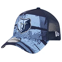 Men's New Era Navy/Light Blue Memphis Grizzlies Tip Off A-Frame Trucker 9FORTY Adjustable Hat