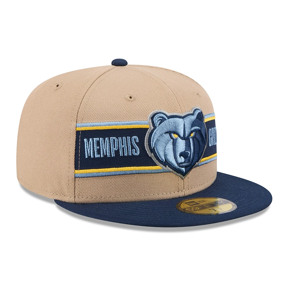 Men's New Era Tan/Navy Memphis Grizzlies 2024 NBA Draft 59FIFTY Fitted Hat