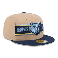 Men's New Era Tan/Navy Memphis Grizzlies 2024 NBA Draft 59FIFTY Fitted Hat
