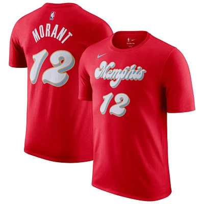 Men's Nike Ja Morant Red Memphis Grizzlies 2024/25 City Edition Name & Number T-Shirt