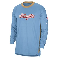 Men's Nike Light Blue Memphis Grizzlies 2024/25 City Edition Authentic Pregame Performance Long Sleeve Shooting T-Shirt