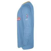 Men's Nike Light Blue Memphis Grizzlies 2024/25 City Edition Authentic Pregame Performance Long Sleeve Shooting T-Shirt