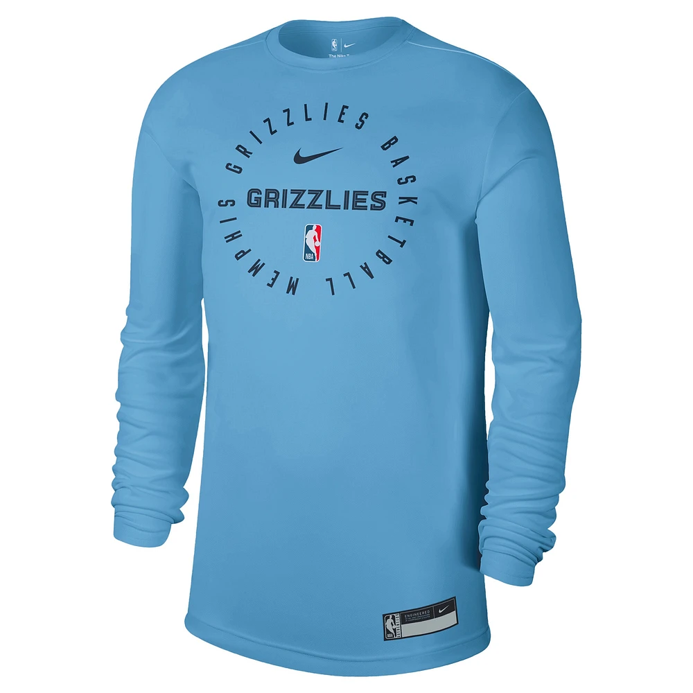 Men's Nike Light Blue Memphis Grizzlies 2024/25 Legend On-Court Practice Long Sleeve T-Shirt