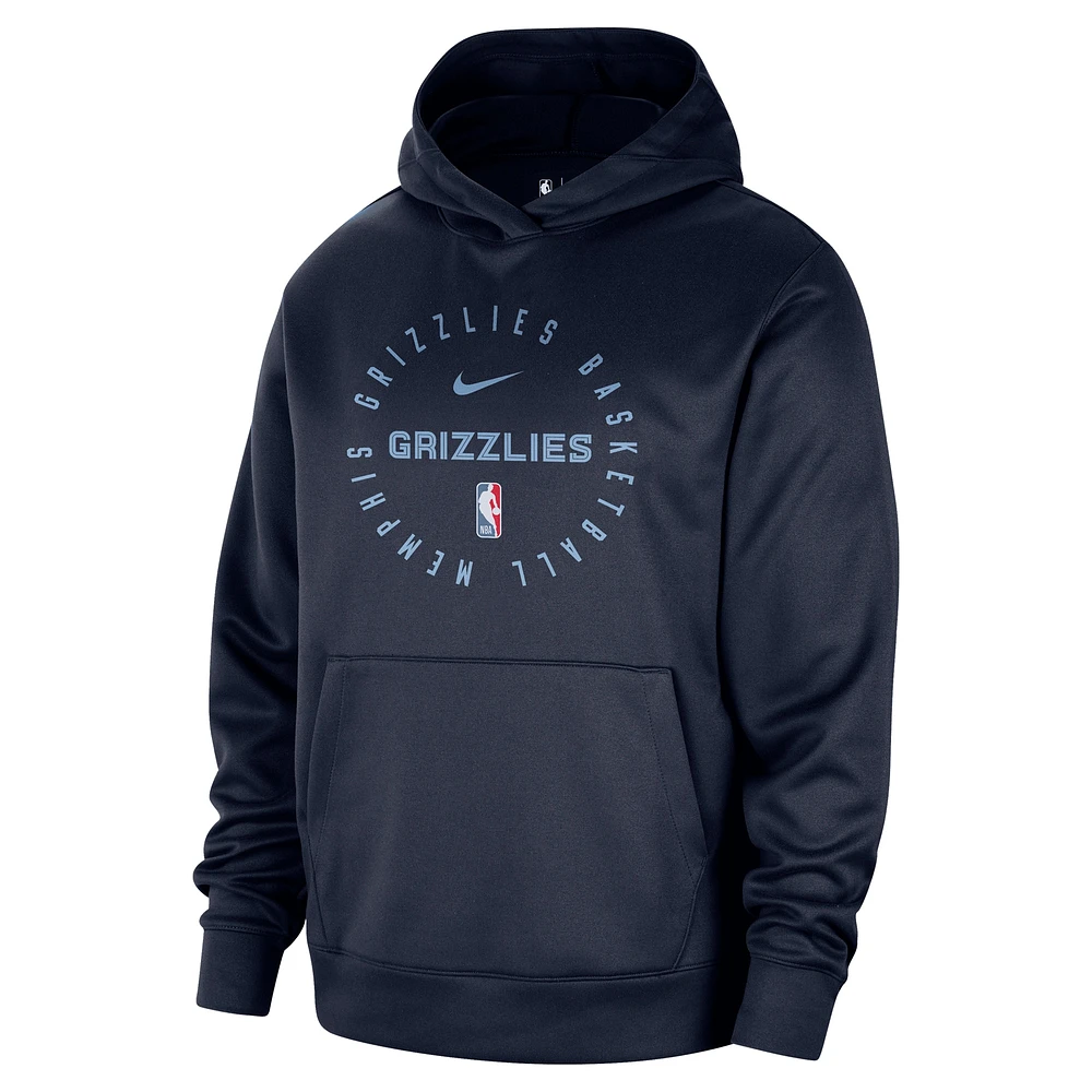 Men's Nike Navy Memphis Grizzlies 2024/25 Spotlight On-Court Practice Performance Pullover Hoodie