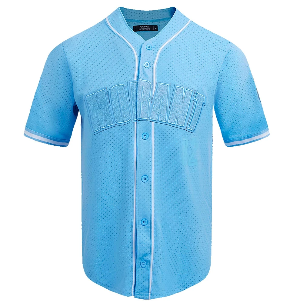 Men's Pro Standard Ja Morant Light Blue Memphis Grizzlies Triple Tonal Mesh Button-Up Top