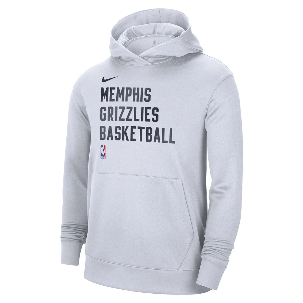 Unisex Nike White Memphis Grizzlies 2023/24 Performance Spotlight On-Court Practice Pullover Hoodie