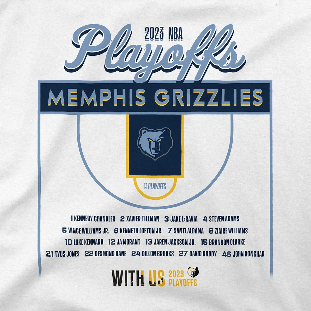 Unisex Stadium Essentials White Memphis Grizzlies 2023 NBA Playoffs Roster T-Shirt