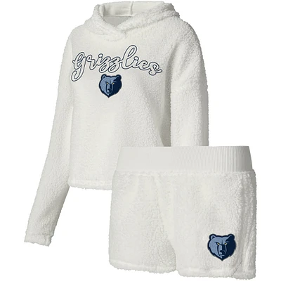 College Concepts pour femme Crème Memphis Grizzlies Fluffy Sweat à capuche manches longues T-shirt et short Ensemble de nuit