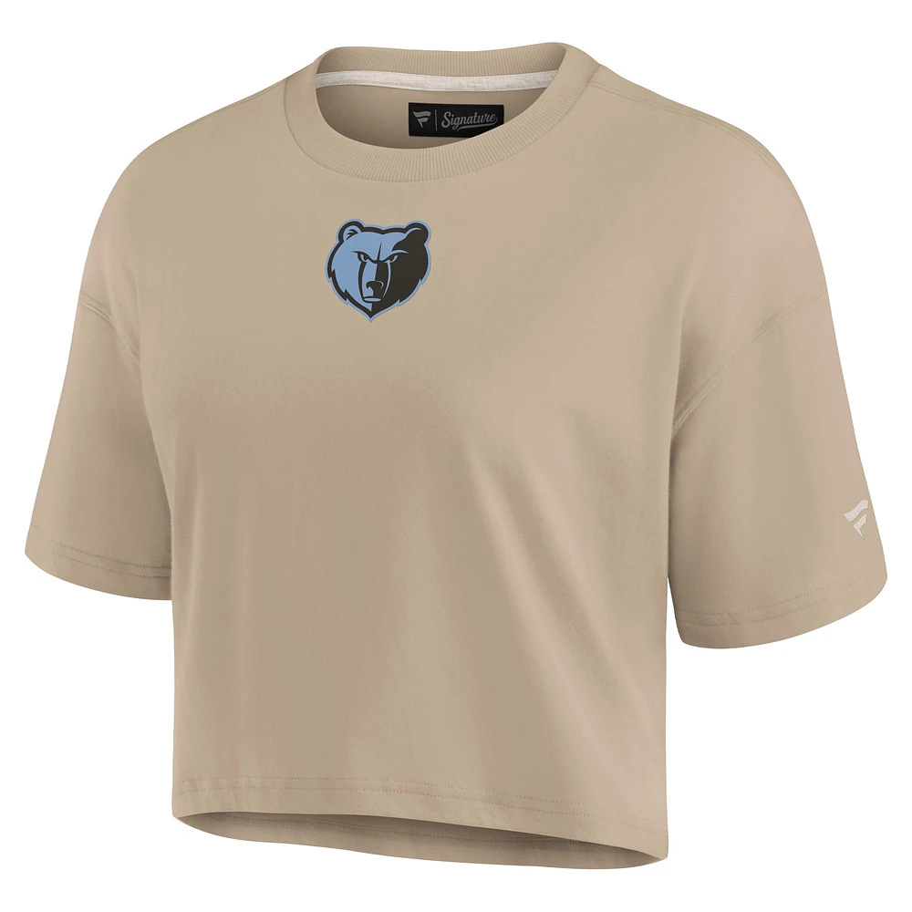 Women's Fanatics Khaki Memphis Grizzlies Elements Super Soft Boxy Cropped T-Shirt