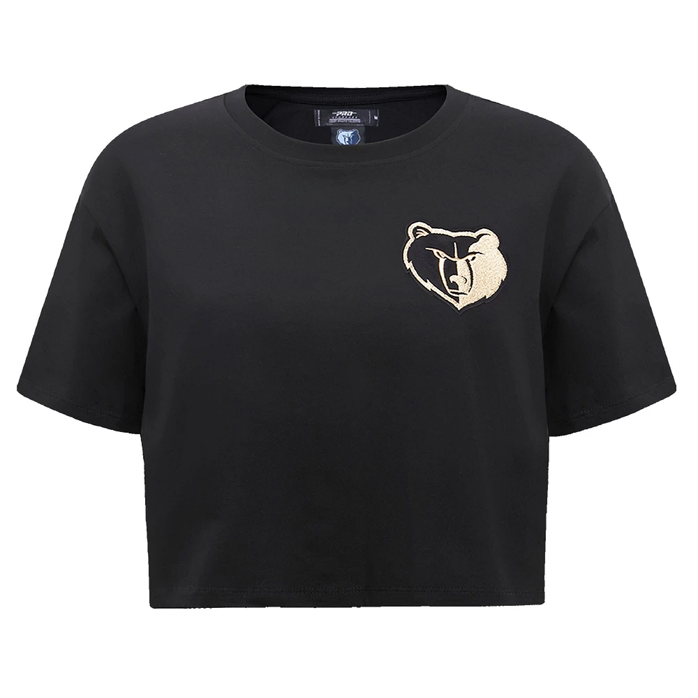 Women's Pro Standard Black Memphis Grizzlies Holiday Glam Boxy T-Shirt