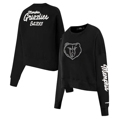 Sweat-shirt court Pro Standard noir pour femme avec logo Memphis Grizzlies Paint The City