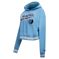 Women's Pro Standard Light Blue Memphis Grizzlies Script Tail Cropped Pullover Hoodie