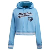 Women's Pro Standard Light Blue Memphis Grizzlies Script Tail Cropped Pullover Hoodie