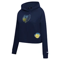 Women's Pro Standard Navy Memphis Grizzlies Jewels Cropped Pullover Hoodie