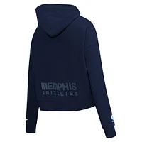 Women's Pro Standard Navy Memphis Grizzlies Jewels Cropped Pullover Hoodie