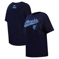 Women's Pro Standard Navy Memphis Grizzlies Script Boyfriend T-Shirt