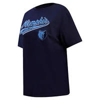 Women's Pro Standard Navy Memphis Grizzlies Script Boyfriend T-Shirt