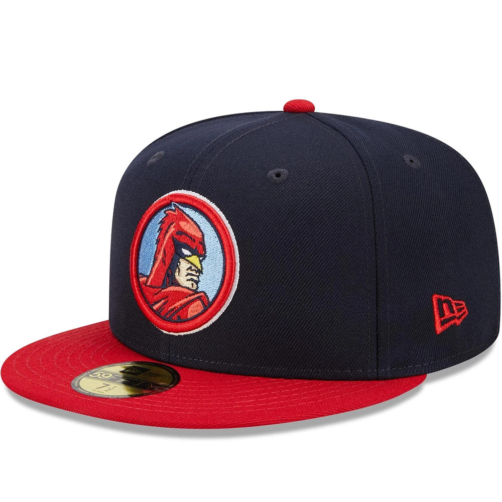 Men's New Era Navy/Red Memphis Redbirds Marvel x Minor League 59FIFTY Fitted Hat