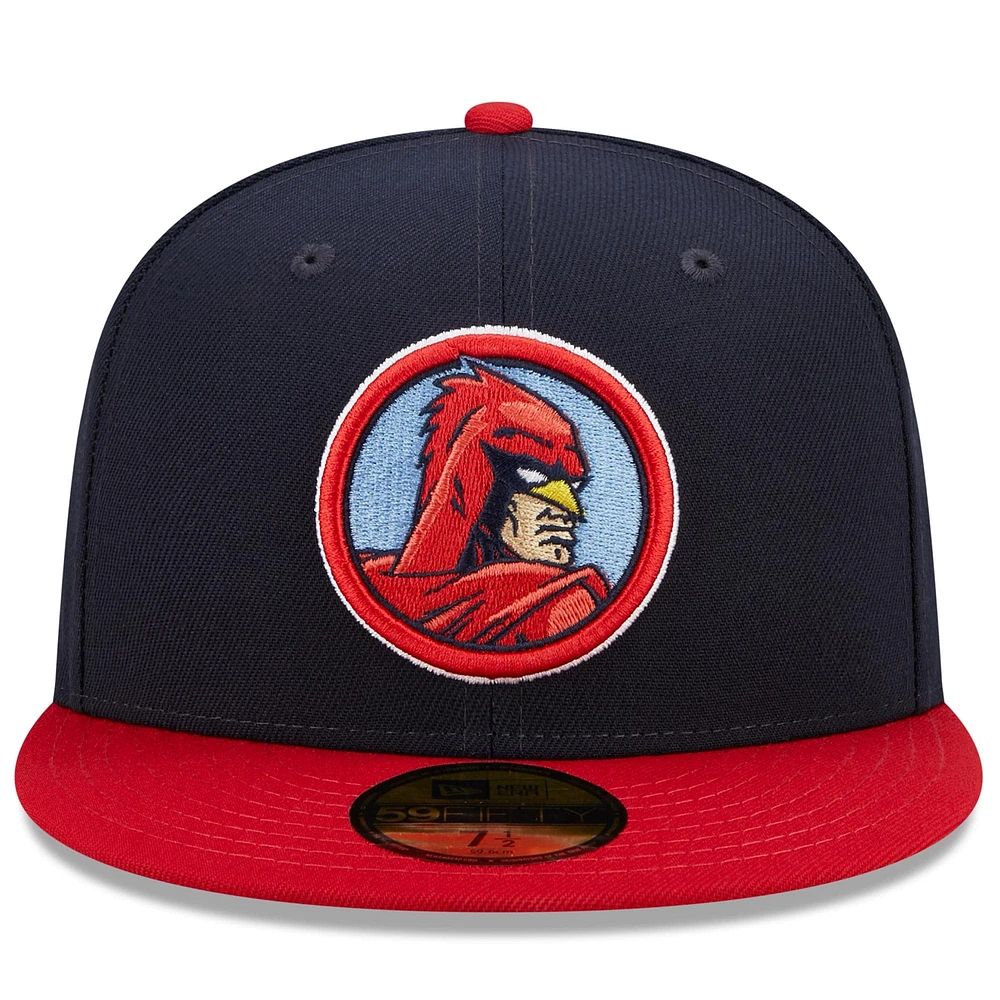 Men's New Era Navy/Red Memphis Redbirds Marvel x Minor League 59FIFTY Fitted Hat