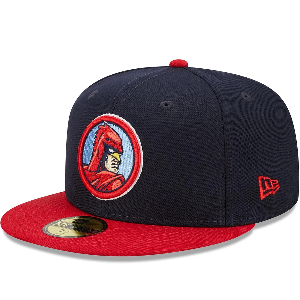 Men's New Era Navy/Red Memphis Redbirds Marvel x Minor League 59FIFTY Fitted Hat