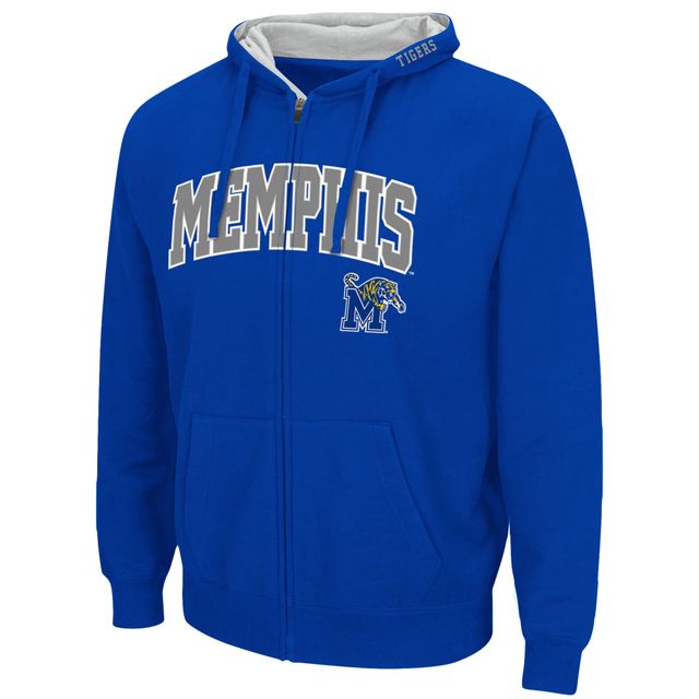 Sweat à capuche entièrement zippé Colosseum Royal Memphis Tigers Arch & Logo pour homme