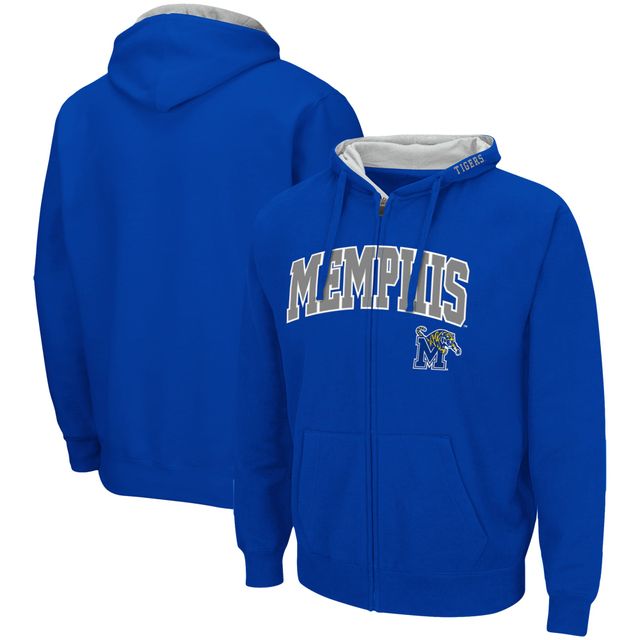 Sweat à capuche entièrement zippé Colosseum Royal Memphis Tigers Arch & Logo pour homme