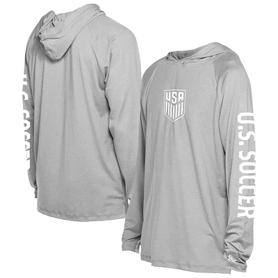 T-shirt à capuche manches longues USMNT Adventure Raglan gris pour homme 5th & Ocean by New Era