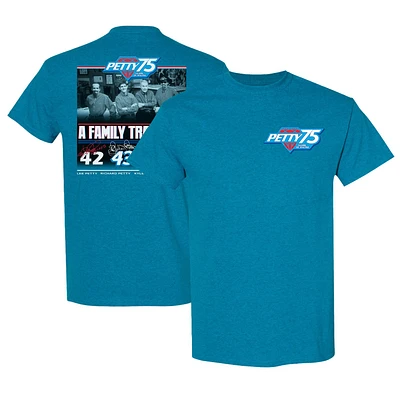 T-shirt à damier pour hommes, sport, bleu, NASCAR, 75 ans de course, Petty Family Tradition