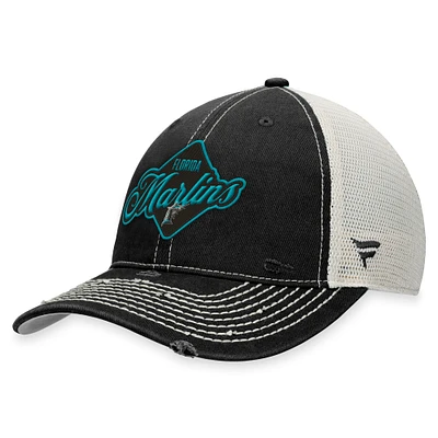 Casquette Snapback noire Florida Marlins Heritage Trucker Fanatics pour hommes