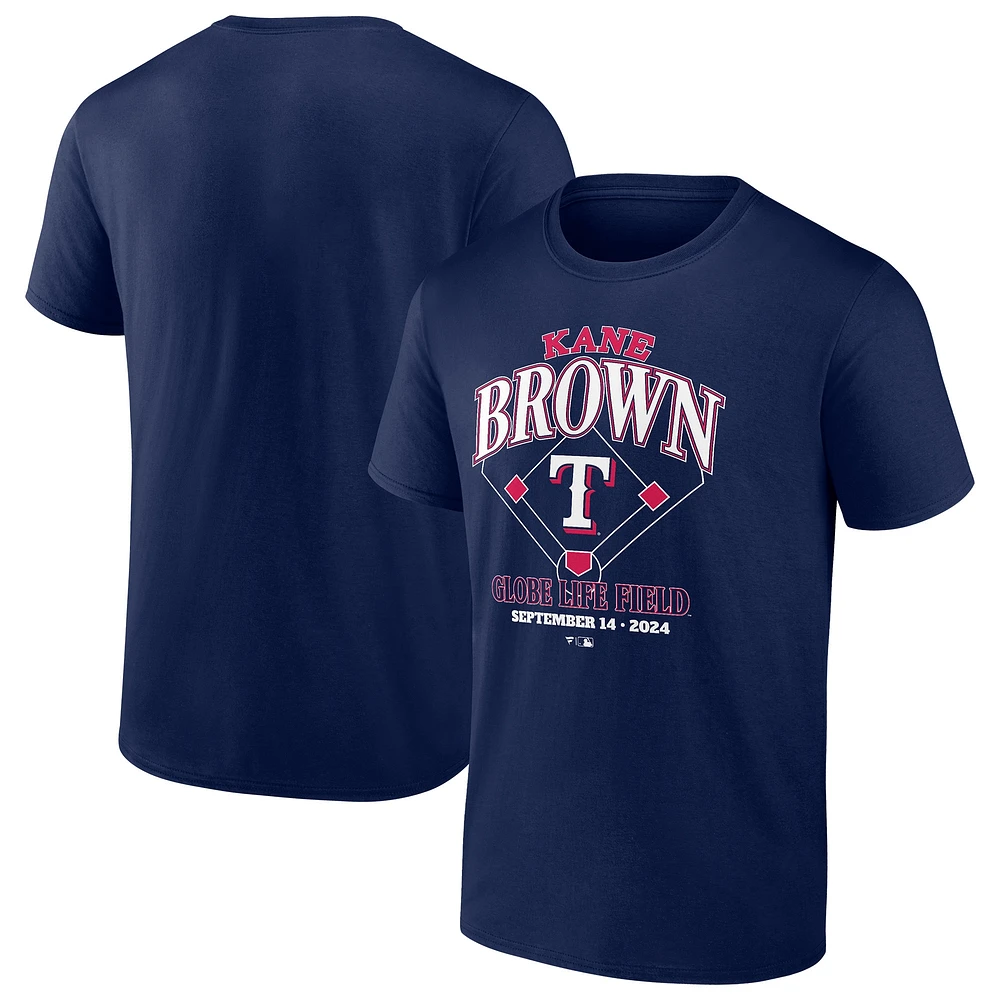 T-shirt fanatiques bleu marine Kane Brown x Texas Rangers pour hommes