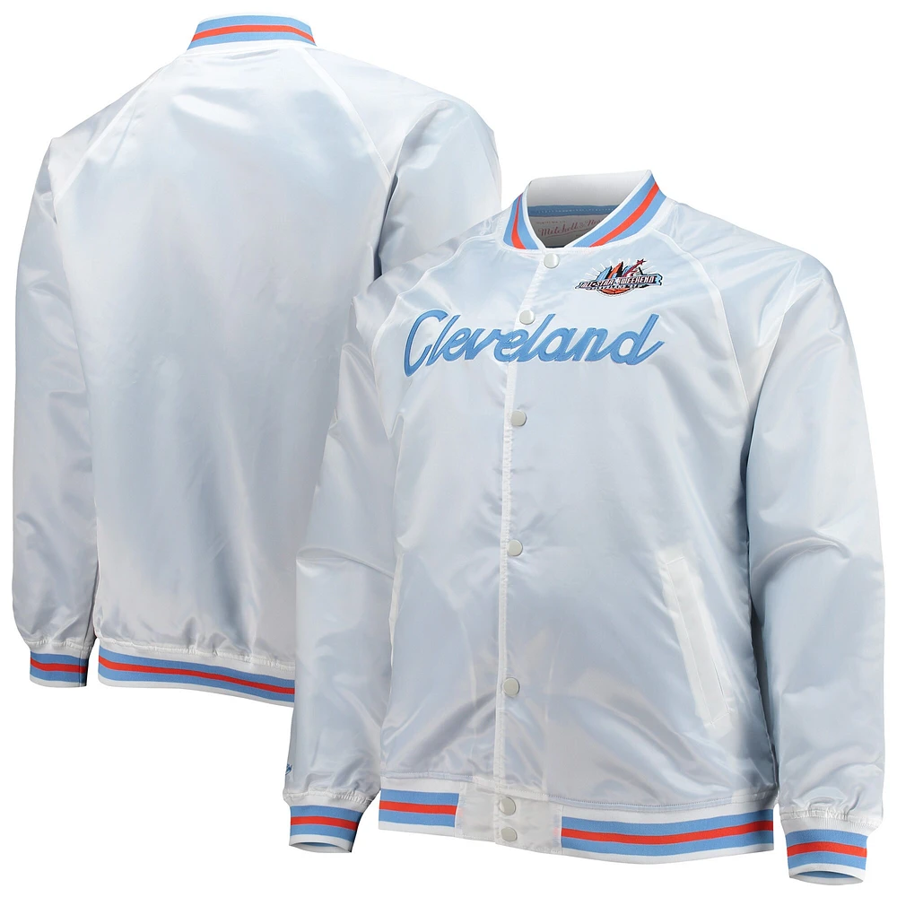 Men's Mitchell & Ness White Big Tall 1997 NBA All-Star Game Hardwood Classics Satin Full-Snap Jacket
