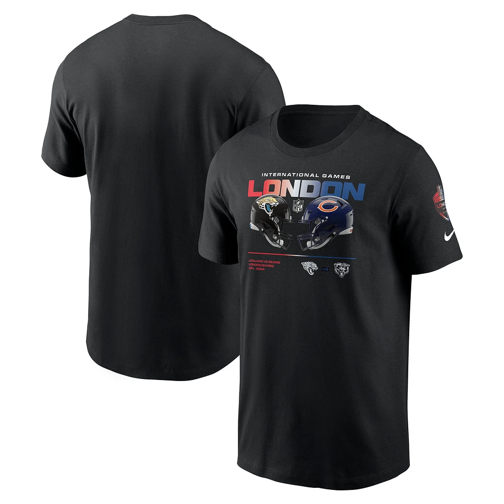 Men's Nike Black Jacksonville Jaguars vs. Chicago Bears International Games London 2024 T-Shirt