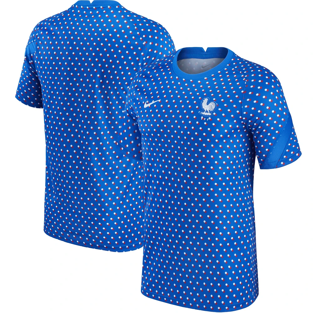Haut d'avant-match Équipe nationale féminine de France 2021/22 Nike Bleu pour homme