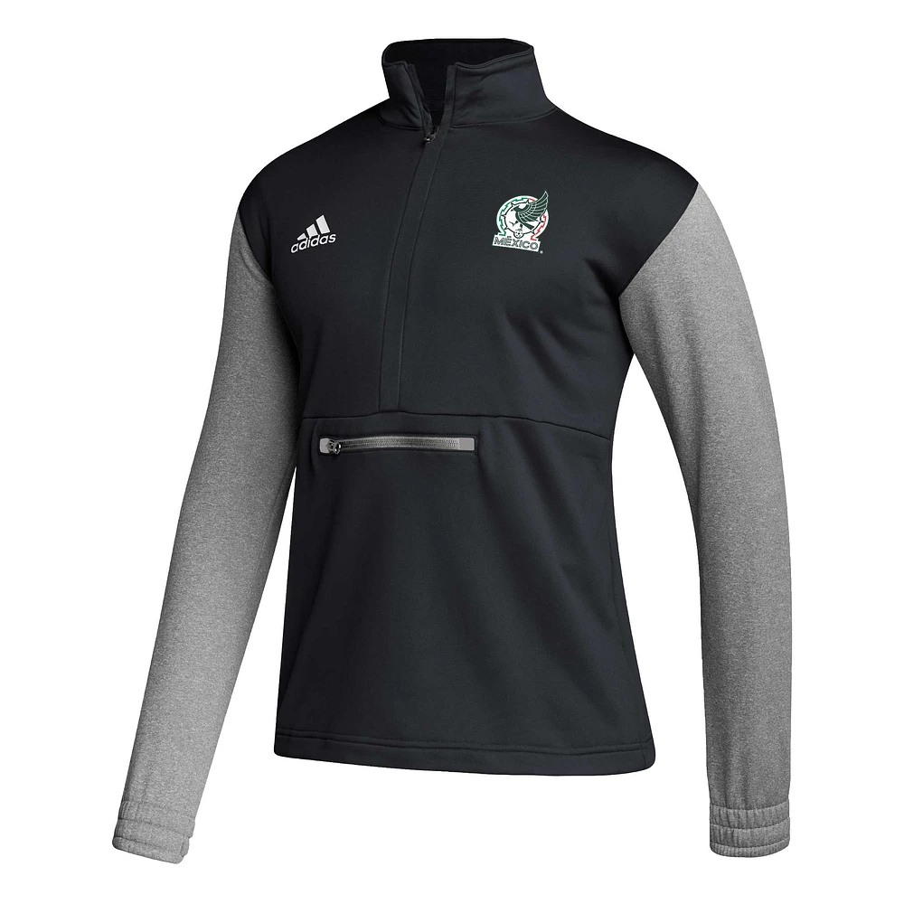 Men's adidas Black Mexico National Team Crest Long Sleeve Half-Zip Top
