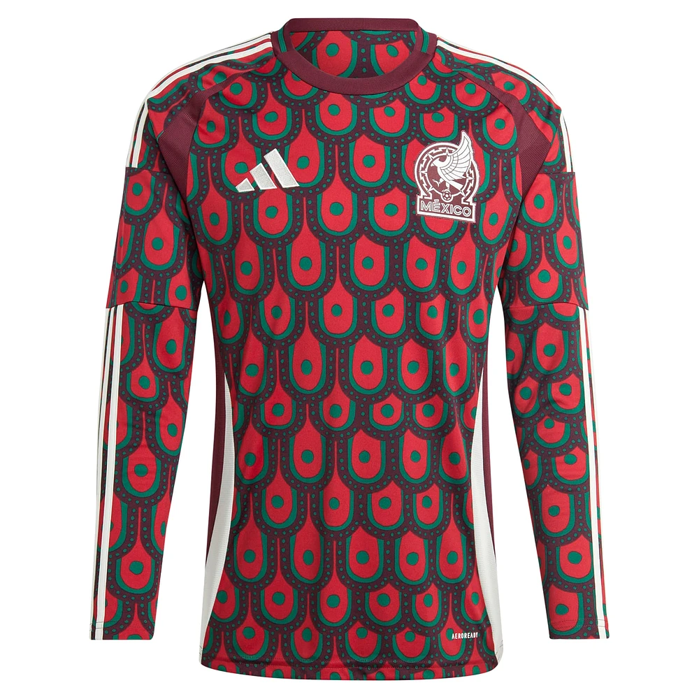Men's adidas  Burgundy Mexico National Team 2024 Home Replica Long Sleeve Jersey