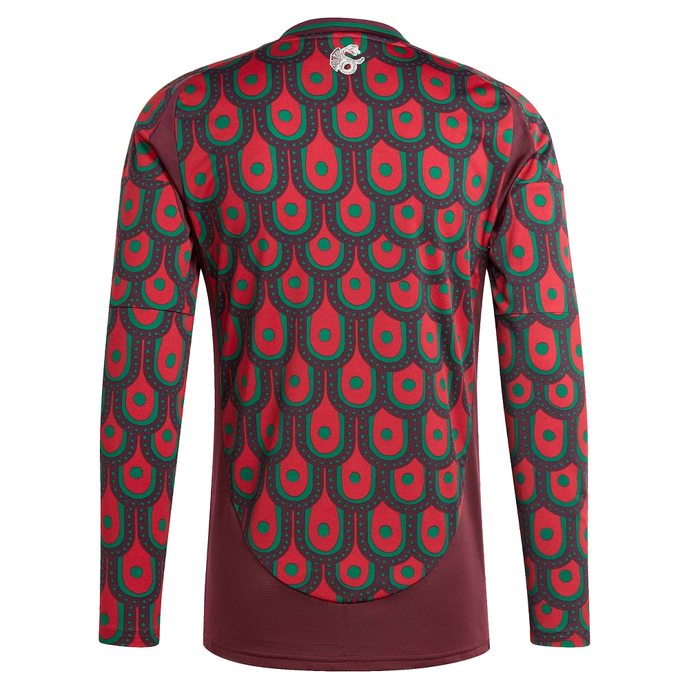 Men's adidas  Burgundy Mexico National Team 2024 Home Replica Long Sleeve Jersey