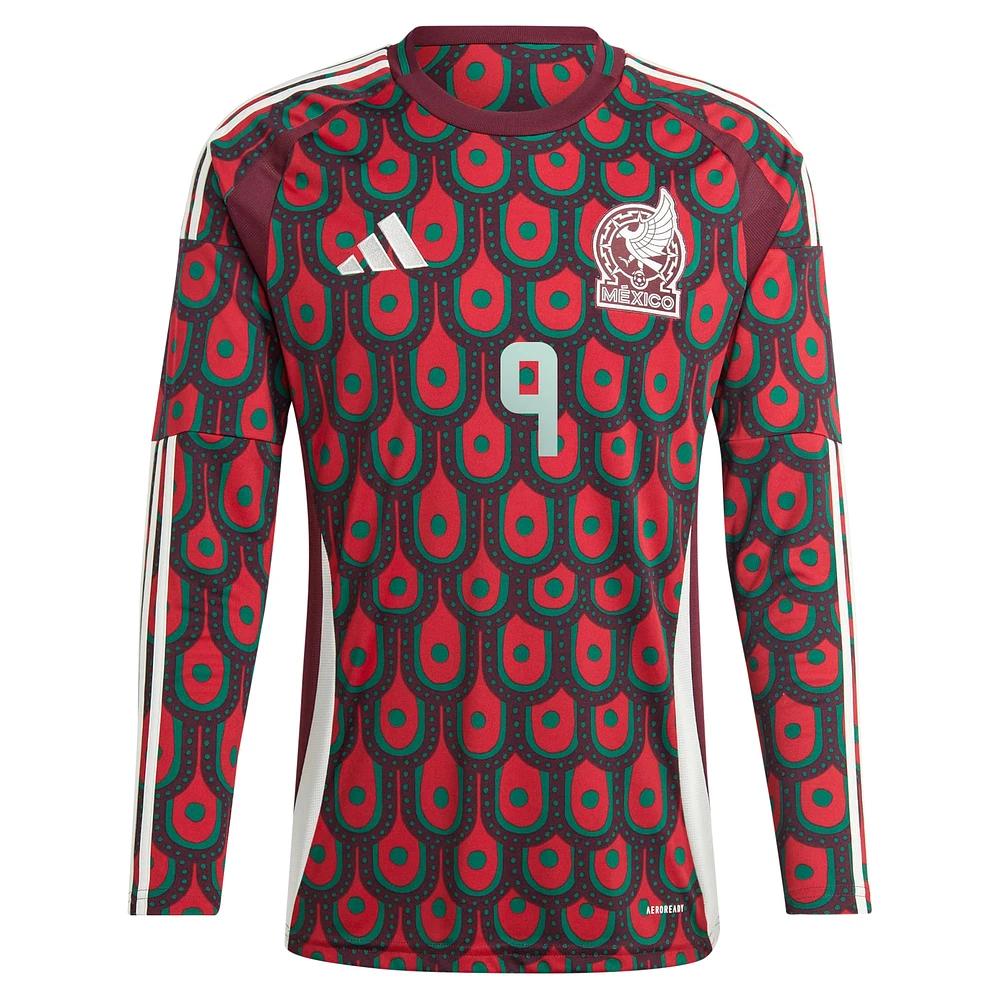 Men's adidas Raul Jimenez Burgundy Mexico National Team 2024 Home Replica Player Long Sleeve Jersey
