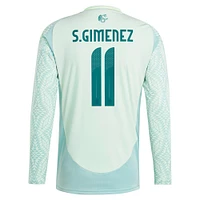 Men's adidas Santiago Giménez Green Mexico National Team 2024 Away Replica Player Long Sleeve Jersey
