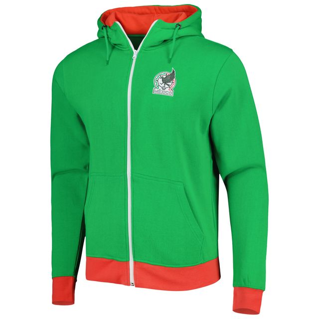 Sweat à capuche entièrement zippé vert avec écusson de l'équipe nationale du Mexique pour homme