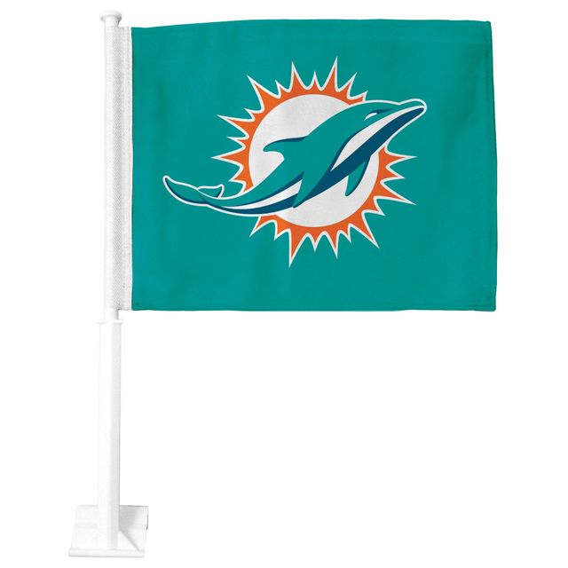 Drapeau de voiture recto-verso haut de gamme des dauphins de Miami bleu