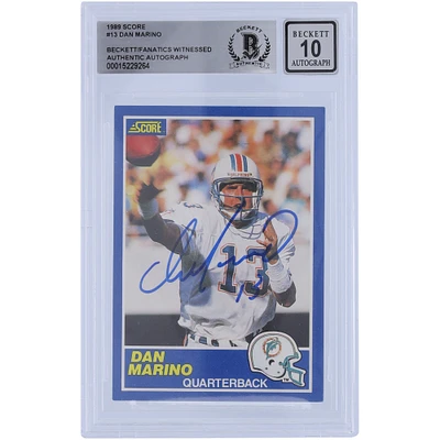 Dan Marino Miami Dolphins Autographed 1989 Score #13 Beckett Fanatics Witnessed Authenticated 10 Card