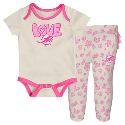 Ensemble 2 pièces body et pantalon pour nouveau-né bébé blanc Miami Dolphins All The Love fille