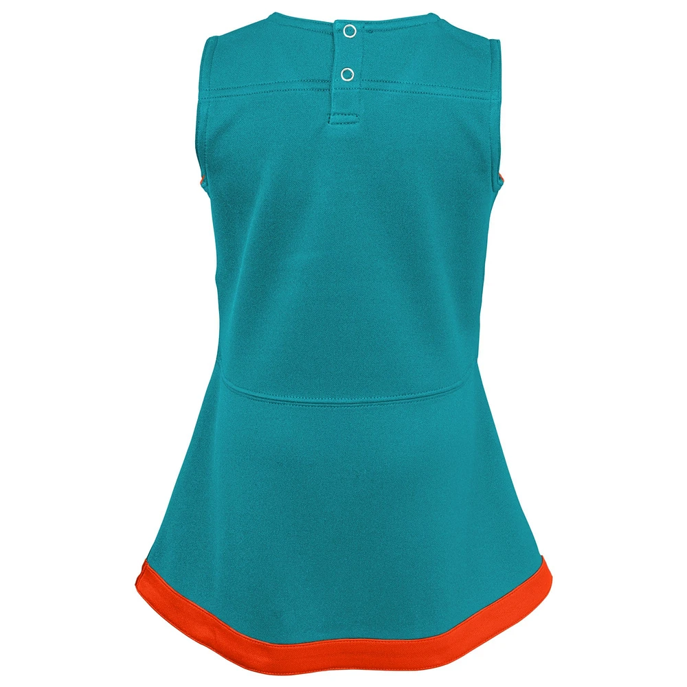 Girls Toddler Aqua Miami Dolphins Cheer Captain Dress with Bloomers