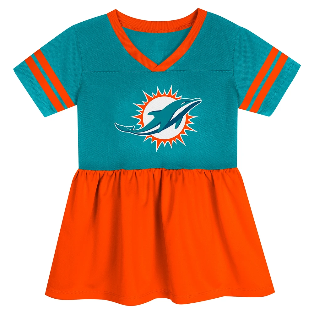 Girls Toddler Aqua Miami Dolphins Stadium Lights Fashion Jersey Dress