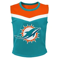 Girls Youth Aqua Miami Dolphins Spirit Two-Piece Cheerleader Set