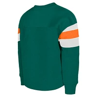 Girls Youth New Era Aqua Miami Dolphins Throwback Color Blocked Glitter Pullover Sweatshirt