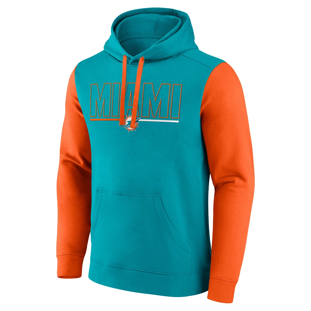 Men's Fanatics Aqua Miami Dolphins Big & Tall Outline Pullover Hoodie